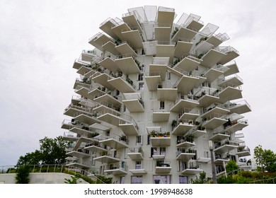 Montpellier , Ocitanie France  - 06 25 2021 : Montpellier L’Arbre Blanc The White Tree Building In Antigone District In French City 