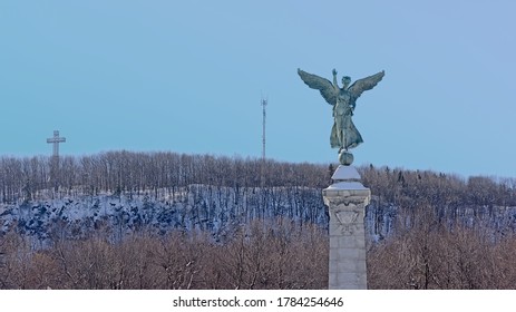 MONTREA, Winged Goddess Of Liberty, Detail Of The Sir George-Étienne Cartier Monument In Front Of Mont Royal, Montreal, Montreal,  12 February 2020