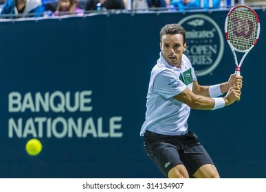 MONTREAL - AUGUST 12: Roberto Bautista Agut of Spain during his second round match loss to Jo-Wilfried Tsonga of France at the 2015 Rogers Cup on August 12, 2015 in Montreal, Canada 