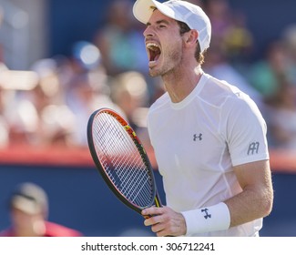 MONTREAL - AUGUST 16:   Andy Murray of Great Britain during his final match win over Novak Djokovic of Serbia at the 2015 Rogers Cup on August 16, 2015 in Montreal, Canada