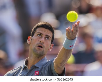 MONTREAL - AUGUST 16: Novak Djokovic of Serbia during his final match loss to Andy Murray of Great Britain at the 2015 Rogers Cup on August 16, 2015 in Montreal, Canada