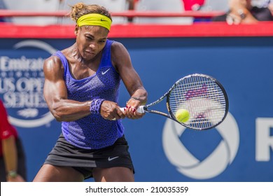 MONTREAL - AUGUST 9: Serena Williams of USA in her semi final loss to her sister Venus Williams of USA at the 2014 Rogers Cup on August 9, 2014 in Montreal, Canada.