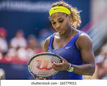 MONTREAL - AUGUST 9: Serena Williams of USA in her semi final match loss to Venus Williams of USA at the 2014 Rogers Cup on August 9, 2014 in Montreal, Canada
