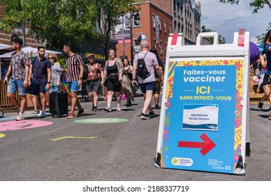 Montreal, CA - 7 August 2022: French Sign For Monkey Pox Vaccination Clinic In Montreal Gay Village