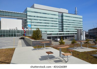 MONTREAL CANADA 04 29 2016: New McGill University Health Centre (MUHC) And Shriners Hospital A Network Of Teaching And Community Hospitals