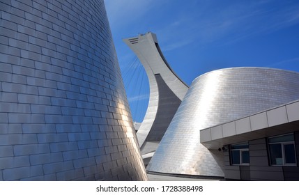 MONTREAL CANADA 05 07 2020:The New Rio Tinto Alcan Planetarium Will Give Visitors A Chance To Look Back At Life From A New Perspective, Millions Of Kilometres Away  And Olympic Stadium Tower