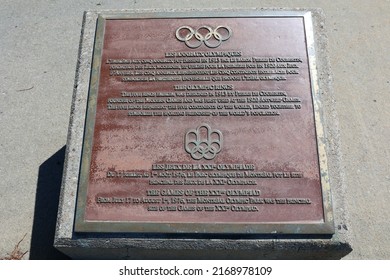 MONTREAL CANADA 06 14 2022: Montreal 1976 Olympic Park Souvenir Sign Plate