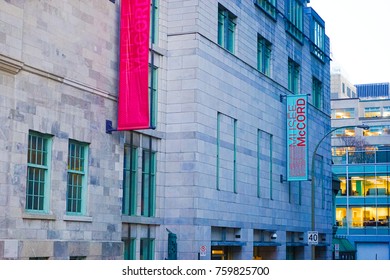 MONTREAL, CANADA - 15 NOVEMBER 2017. Exterior Of McCord Museum In Downtown Montreal