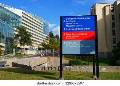 MONTREAL, CANADA -16 SEP 2022- View Of The Campus Of The Universite De Montreal, A French Language University Located In The Cote-des-Neiges Neighborhood On Mount Royal In Montreal, Canada.