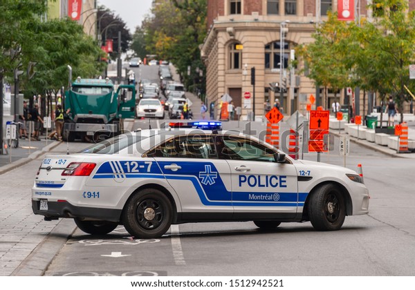 Montreal, Canada - 22 September 2019: Police Car\
on St Urbain Street.