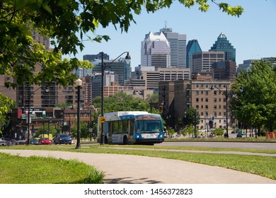 Montreal, Canada - 7 July 2019: STM Public Transit Bus On Park Avenue.