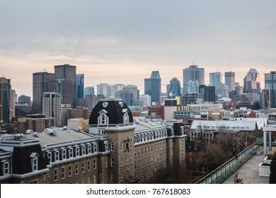 Montreal, Canada _ November 24, 2017. Montreal Downtown View from East during Sunset