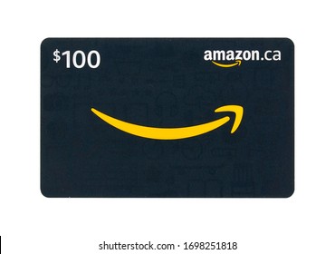 Montreal, Canada - April 6, 2020: Amazon gift cards. Amazon is a titan of e-commerce, logistics, payments, hardware, data storage, cloud computing, and media. It is founded and run by Jeff Bezos