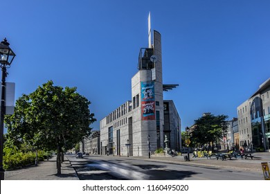 MONTREAL, CANADA - AUGUST 13, 2017: View Of Pointe A Calliere - Museum Of Archaeology And History In Old Montreal. Pointe A Calliere Museum Was Founded In 1992.