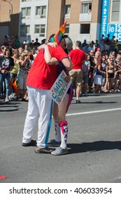 MONTREAL, CANADA - AUGUST, 18 2013 - Gay Pride parade on town street