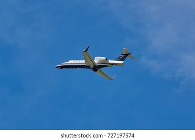 MONTREAL, CANADA - AUGUST 28, 2017 : Landing N745TT, 2000 LEARJET INC 45 owned by FLAGHILL LLC