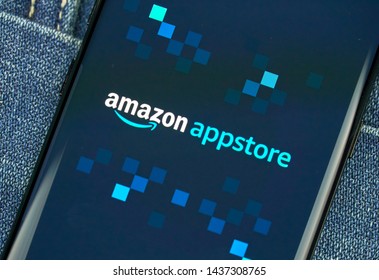 MONTREAL, CANADA - December 23, 2018: Amazon Appstore Android App On Samsung S8 Screen. Amazon Appstore Is An Applications Store For The Android Operating System Operated By Amazon.com