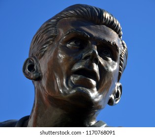 MONTREAL CANADA FEBRUARY 03: Statue Of Maurice Richard In Front The Bell Center On February 03 2013 In Montreal Canada.  The 