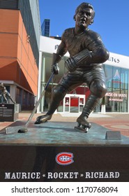 MONTREAL CANADA FEBRUARY 03: Statue Of Maurice Richard In Front The Bell Center On February 03 2013 In Montreal Canada.  The 