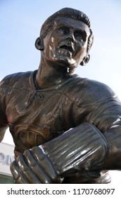 MONTREAL CANADA FEBRUARY 03: Statue Of Maurice Richard In Front The Bell Center On February 03 2013 In Montreal Canada.  The 