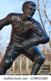 
MONTREAL CANADA FEBRUARY 03: Statue Of Maurice Richard In Front The Bell Center On February 03 2013 In Montreal Canada.  The 