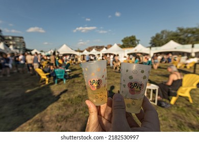 MONTREAL, CANADA - July 2022: Montreal Cider Festival, summer in Montreal, Canada
