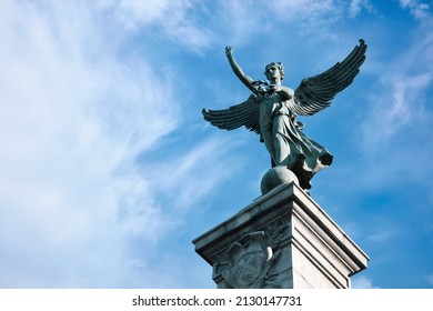 Montreal, Canada - June 2018: Close Up View Of Sir George-Étienne Cartier Monument Or Statue Located In Mount Royal Park In Montreal, Canada.