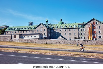 Montreal, Canada - June, 2018: Exterior Of Historical Hotel-Dieu Du Montreal Hospital In Quebec, Canada