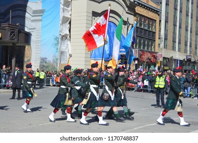 MONTREAL CANADA MARCH 17: Participants A The Saint Patrick Day Parade On Mach 17 2013 In Montreal Canada. The Montreal St. Patricks Parade Has Run Consecutively Since 1824