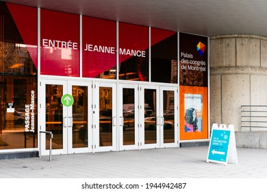 Montreal, Canada - March 2021 : Entrance Of The Palais Des Congrès