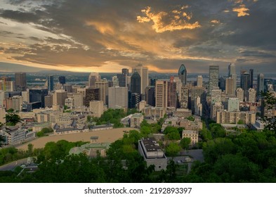 Montreal, Québec, Canada. May 15th 2016. Montreal Skyline From Mount Royal