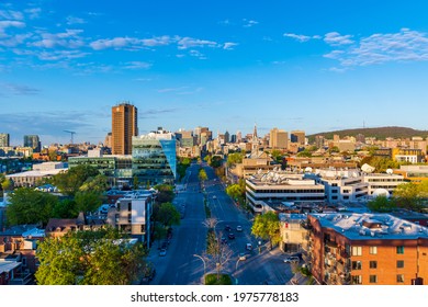 Montreal, Canada - May 2021 : Beautiful View Of The René Lévesque Boulevard, Previously Named Dorchester Boulevard, One Of The Main Streets In Montreal