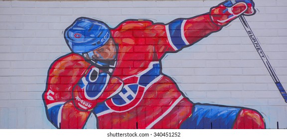 MONTREAL CANADA NOVEMBER 08 2015: Street art PK Subban. Montreal is the perfect place to walk in the back alleys and abandoned areas, looking for street art.