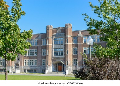 Montreal, Canada - September 13, 2017: Westmount Park Elementary School building. Exterior view of school.