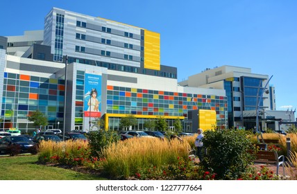 MONTREAL CANADA SEPTEMBER 14 2016: New McGill University Health Centre (MUHC) And Shriners Hospital A Network Of Teaching And Community Hospitals