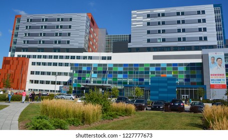 MONTREAL CANADA SEPTEMBER 14 2016: New McGill University Health Centre (MUHC) And Shriners Hospital A Network Of Teaching And Community Hospitals