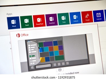 MONTREAL, CANADA - SEPTEMBER 8, 2018: Microsoft Office 365 installation procees on a desktop screen. Microsoft Office is a family of client and server software, the services developed by Microsoft