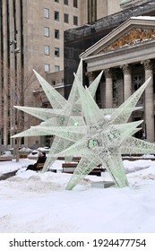 Montreal Old Port In Winter With Snow.