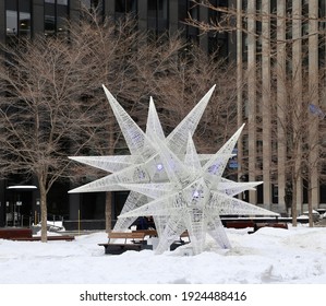 Montreal Old Port In Winter With Snow.