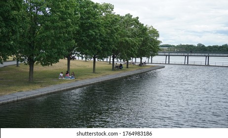 Montreal, QC/ Canada - 6/25/2020: Old Port - People Enjoy Their Time After The Ease Of The Lockdown Of Coronavirus