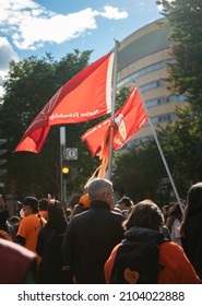 Montreal QC Canada, September 30 2021: National Day Of Truth And Reconciliation March And Demonstration In Quebec, Orange Shirts, Solidarity With Indigenous People And Nations, Anti-colonialism 