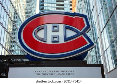 MONTREAL, QUEBEC - AUGUST 24, 2021 : Canadiens Hockey Team Logo At Centre Bell