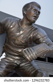 MONTREAL QUEBEC CANADA 01 22 2019: Statue Of Maurice Richard In Front The Bell Center. The 