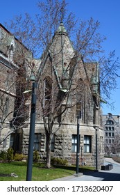 MONTREAL QUEBEC CANADA 04 23 2020: Building, Along With The Redpath Library Building Currently Houses The Humanities And Social Sciences Library, The Largest Branch Of The McGill University Library