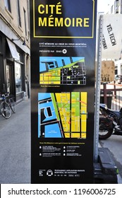 Montreal, Quebec/ Canada- 06/14/2016: Signage Featuring A Map Of Old Montreal.