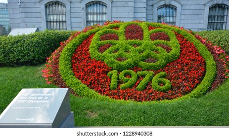 MONTREAL QUEBEC CANADA 08 22 16: Flower Bed For The 40th Aniversary Of The 1976 Montreal Olympic Game