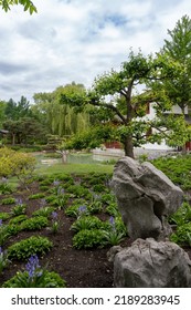 Montreal, Quebec, Canada -2022: Montreal Botanical Garden China area (Jardin botanique de Montréal, Jardin de Chine). Designed to resemble mandarin private garden in Ming-era  South China.