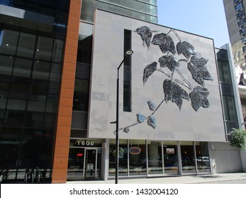 Montreal, Quebec / Canada - September 2, 2017: Concordia University Building With A Figure Of Maple Leaves