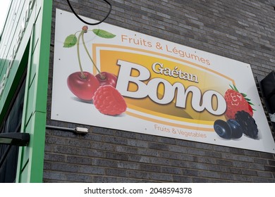 Montreal, Quebec, Canada - September 6, 2021: Gaetan Bono sign on the building in Montreal, Quebec, Canada, a Canadian business specializing in the import, export and distribution of fresh produce.