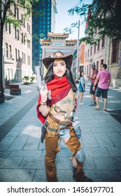 Montreal, Quebec, Canada,Montreal Congress Center,2019, Cosplayer Were Attending The  Pop-culture Fan Convention Montreal Comiccon Which Is A Pop-culture Fan Convention That Showcases Artist And